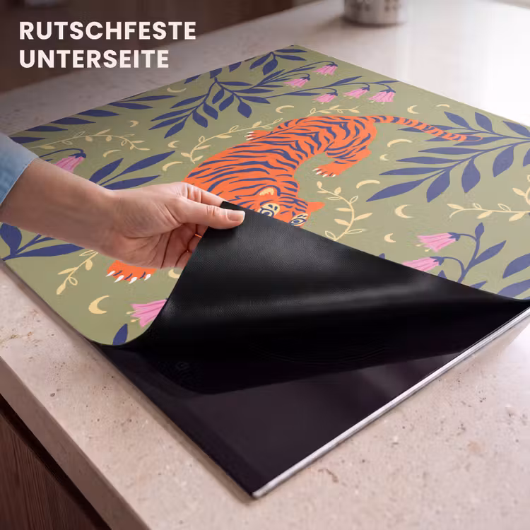 Herdabdeckplatte - Tiger – Blätter – Tiere – Illustration – Orange — 9