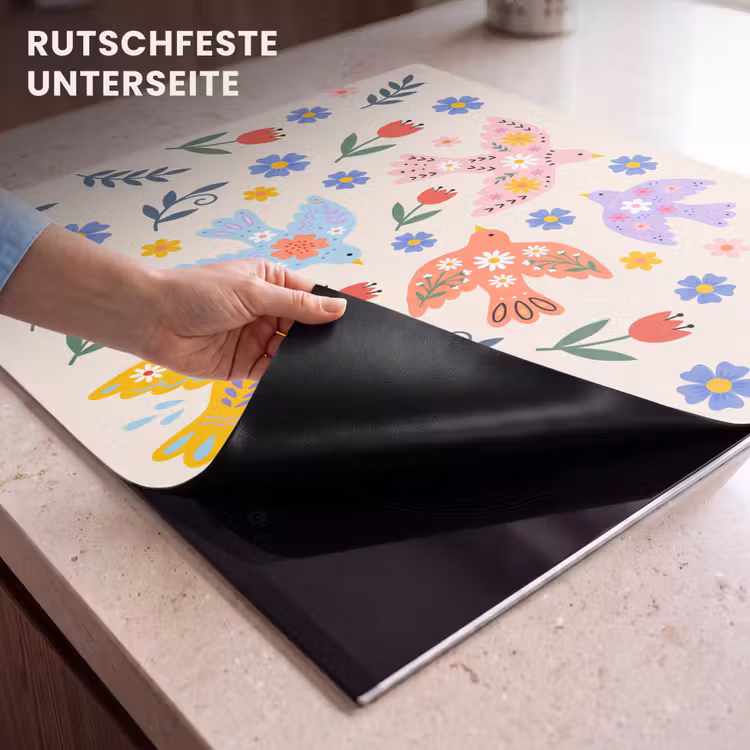 Herdabdeckplatte - Vögel – Blumen – Folk – Bunt – Tiere — 9