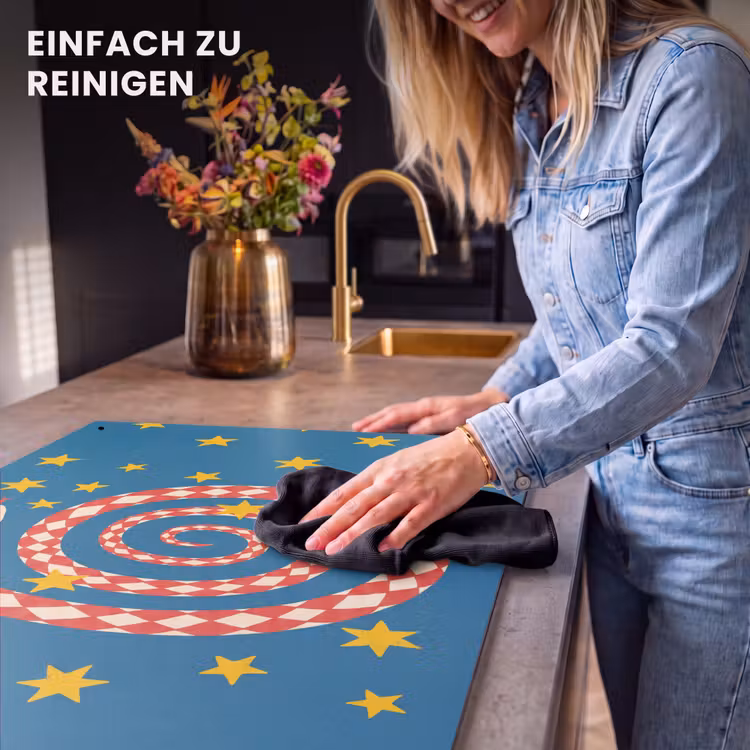 2-in-1 Herdabdeckplatte & Spritzschutz - Schlange – Spirale – Tiere – Illustration – Rot — 5