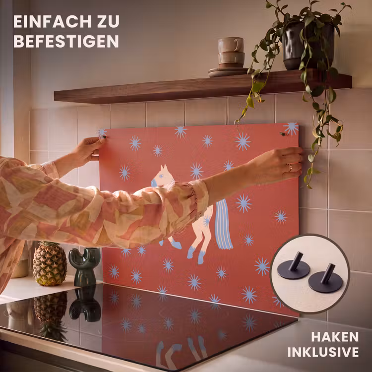 2-in-1 Herdabdeckplatte & Spritzschutz - Tiere – Sterne – Mond – Abstrakt – Rot — 7