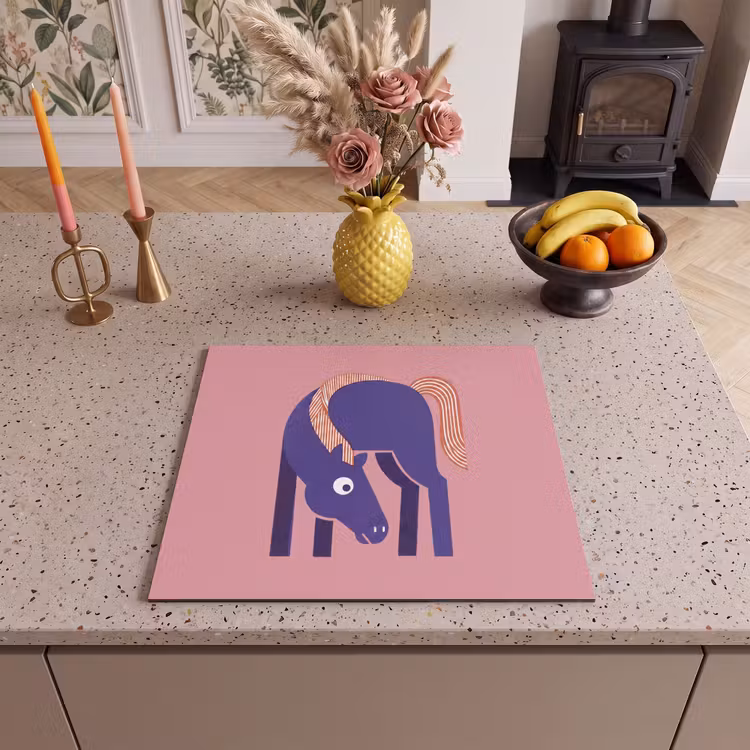 Herdabdeckplatte - Pferd – Abstrakt – Tiere – Modern – Blau — 2