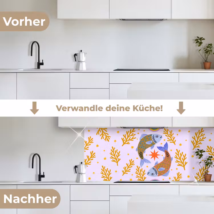 Küchenrückwand - Fisch – Unterwasser – Tiere – Abstrakt – Farbenfroh — 3