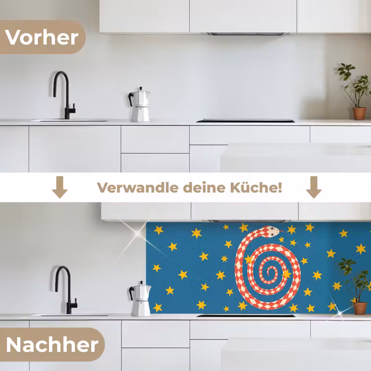 Küchenrückwand - Schlange – Spirale – Tiere – Illustration – Rot — 3