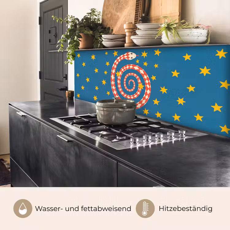 Küchenrückwand - Schlange – Spirale – Tiere – Illustration – Rot — 5