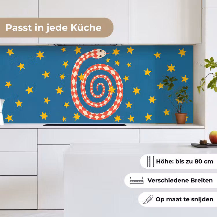 Küchenrückwand - Schlange – Spirale – Tiere – Illustration – Rot — 7