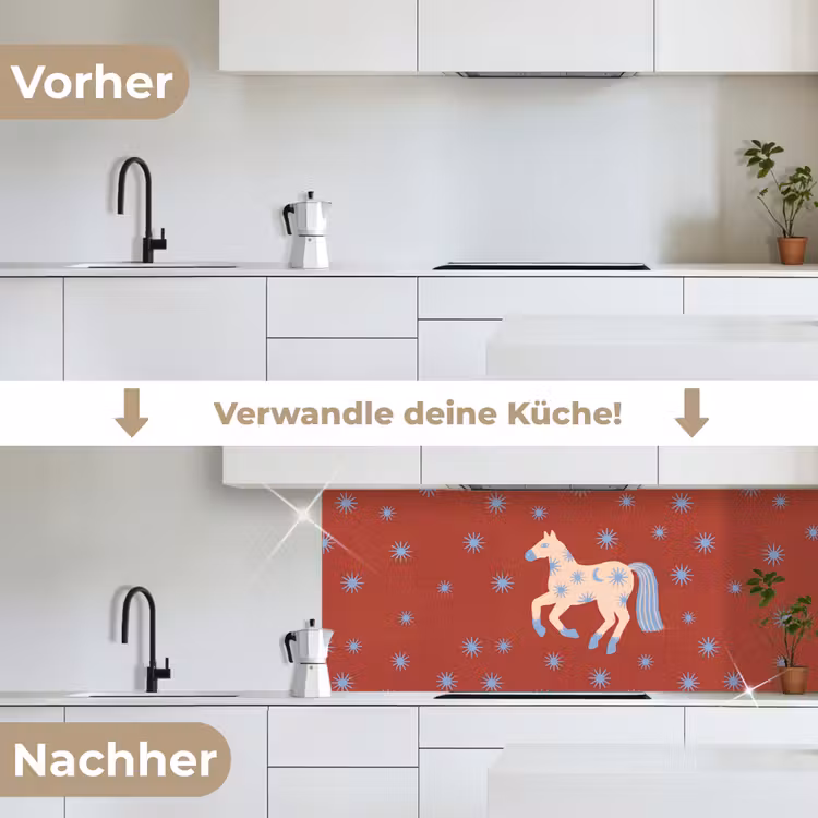 Küchenrückwand - Tiere – Sterne – Mond – Abstrakt – Rot — 3