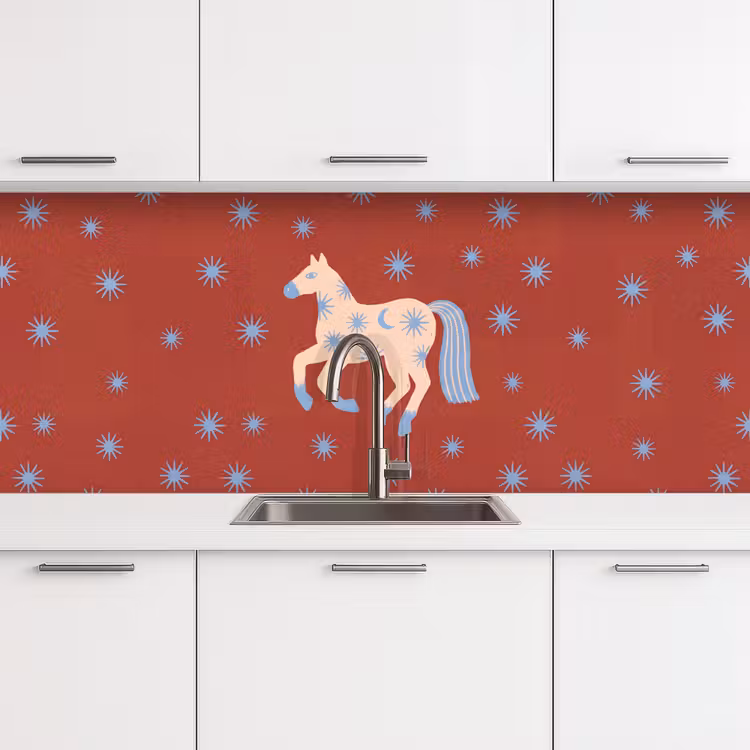 Küchenrückwand - Tiere – Sterne – Mond – Abstrakt – Rot — 4