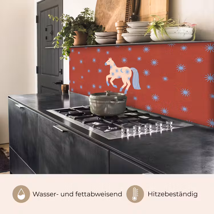 Küchenrückwand - Tiere – Sterne – Mond – Abstrakt – Rot — 5
