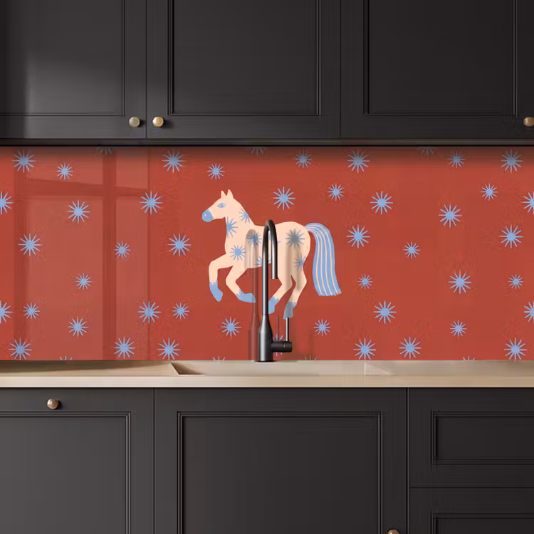 Küchenrückwand - Tiere – Sterne – Mond – Abstrakt – Rot — 6