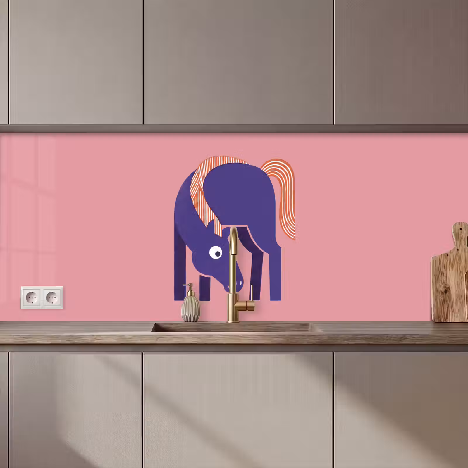 Küchenrückwand - Pferd – Abstrakt – Tiere – Modern – Blau — 1