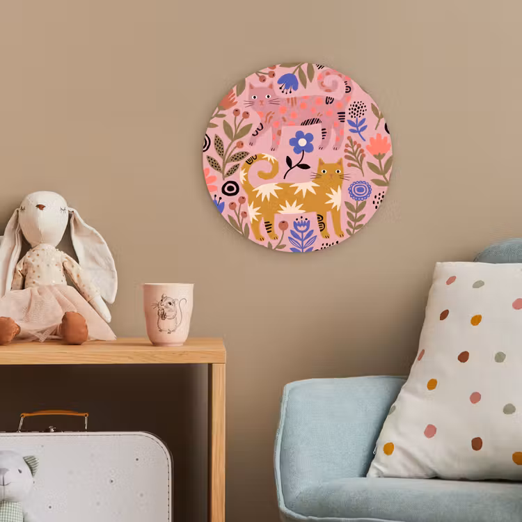 Forexbild Rund - Katze – Blumen – Tiere – Modern – Rosa — 5