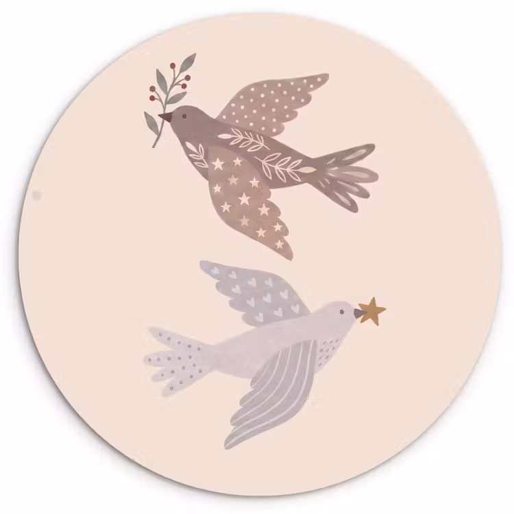 Forexbild Rund - Vogel – Beeren – Natur – Modern – Beige — 1
