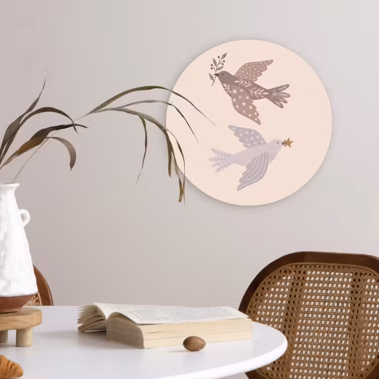 Forexbild Rund - Vogel – Beeren – Natur – Modern – Beige — 4
