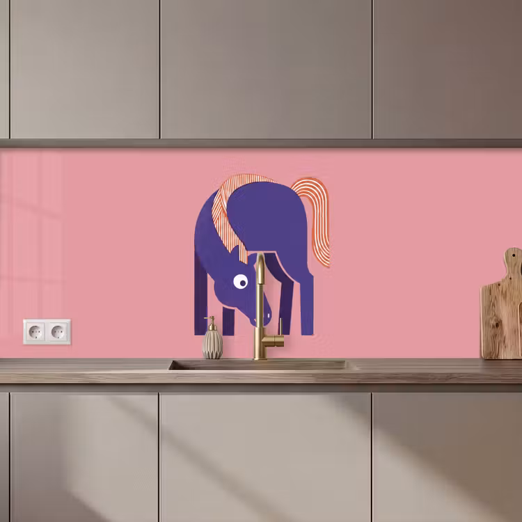 Küchenrückwand - Pferd – Abstrakt – Tiere – Modern – Blau — 1