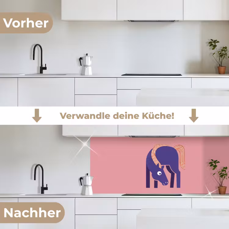 Küchenrückwand - Pferd – Abstrakt – Tiere – Modern – Blau — 3
