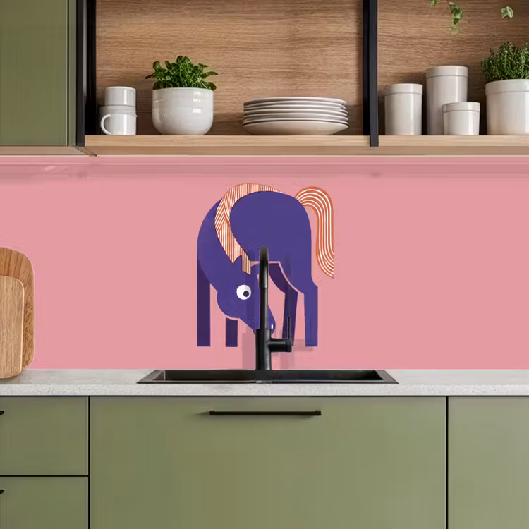 Küchenrückwand - Pferd – Abstrakt – Tiere – Modern – Blau — 8