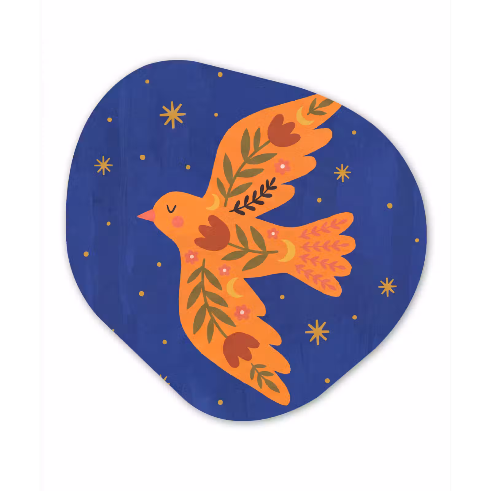 Forexbild Organische Form - Vogel – Blumen – Dekorativ – Orange – Blau — 1