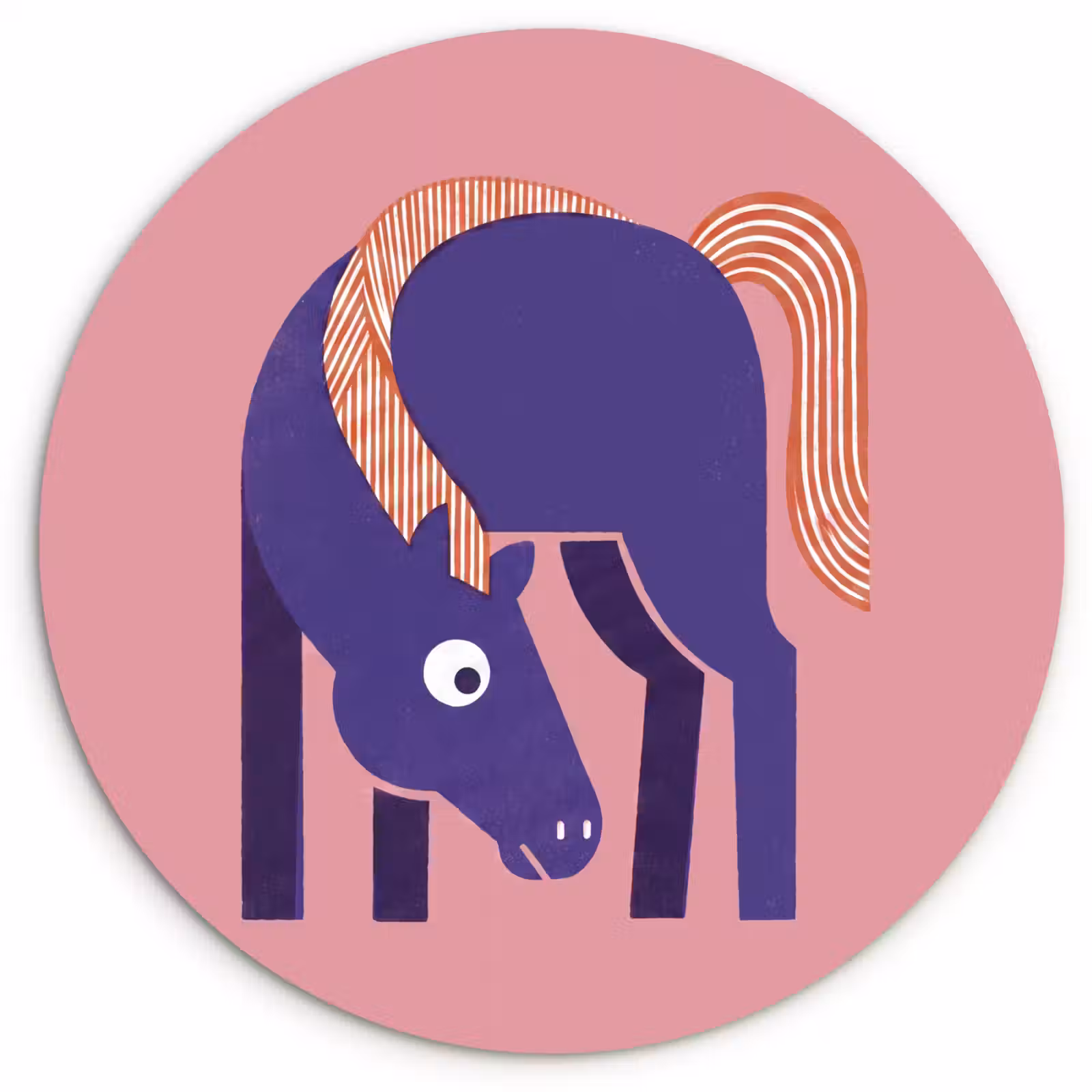 Forexbild Rund - Pferd – Abstrakt – Tiere – Modern – Blau — 1