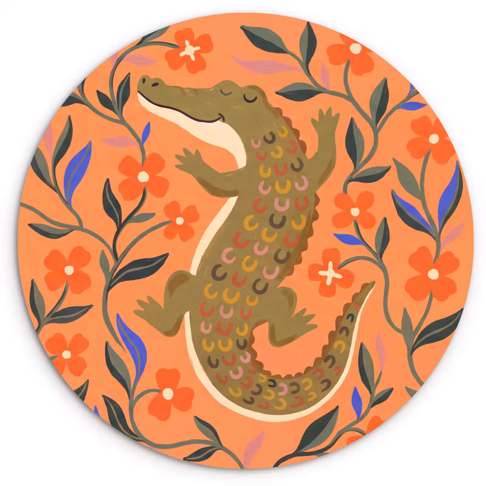 Forexbild Rund - Tiere – Blumen – Orange – Illustration – Natur — 1