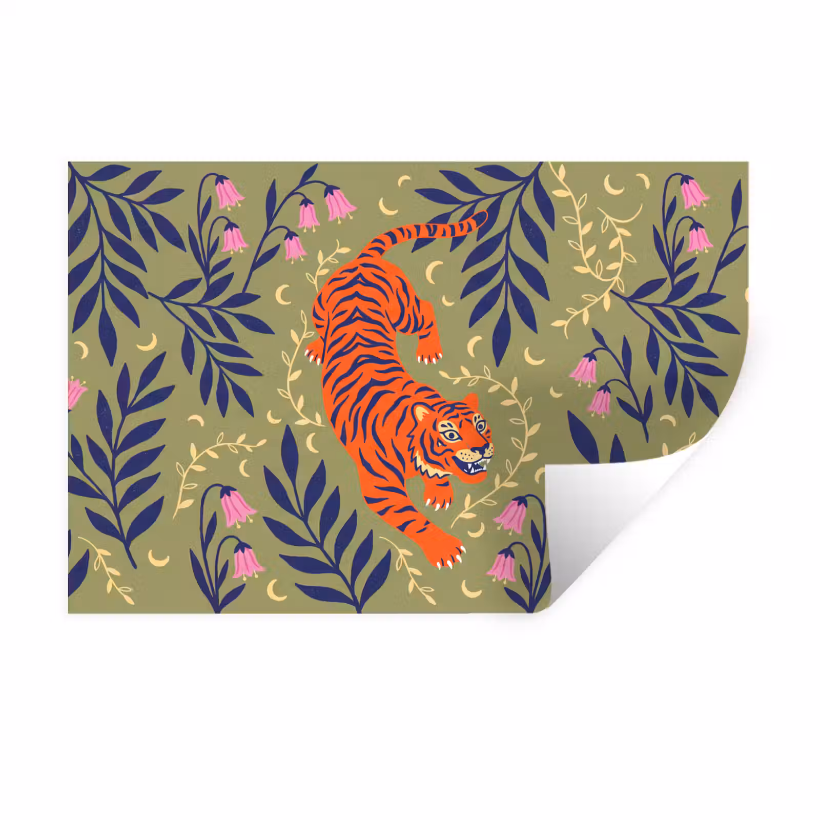 Wandtattoo – Tiger – Blätter – Tiere – Illustration – Orange — 1