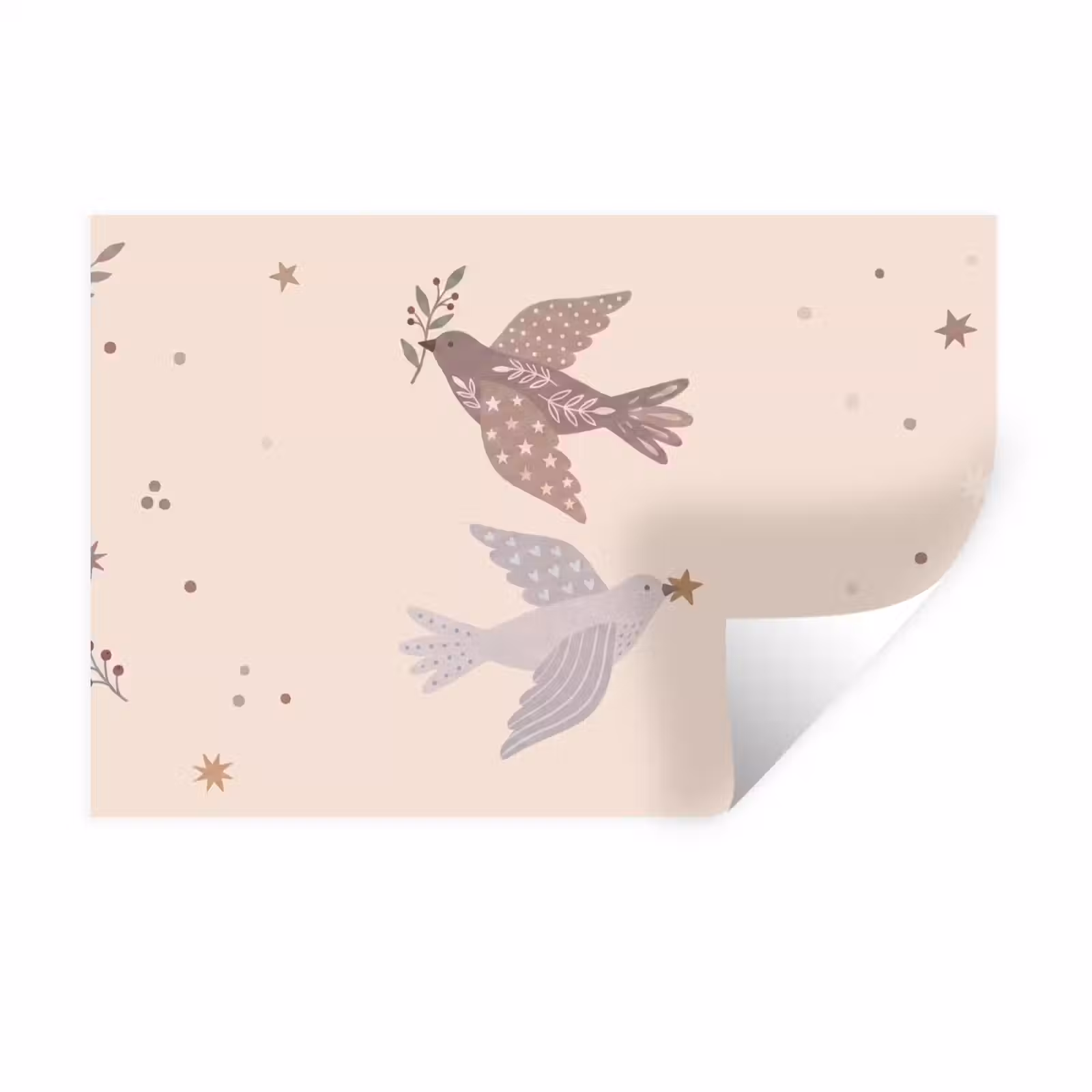Wandtattoo – Vogel – Beeren – Natur – Modern – Beige — 1