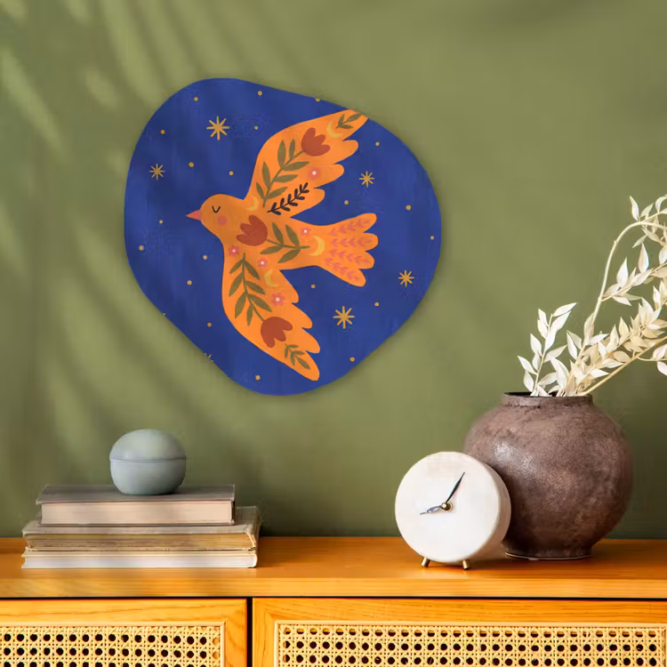Forexbild Organische Form - Vogel – Blumen – Dekorativ – Orange – Blau — 2
