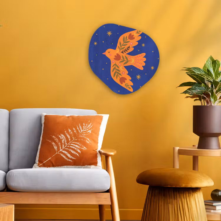Forexbild Organische Form - Vogel – Blumen – Dekorativ – Orange – Blau — 3