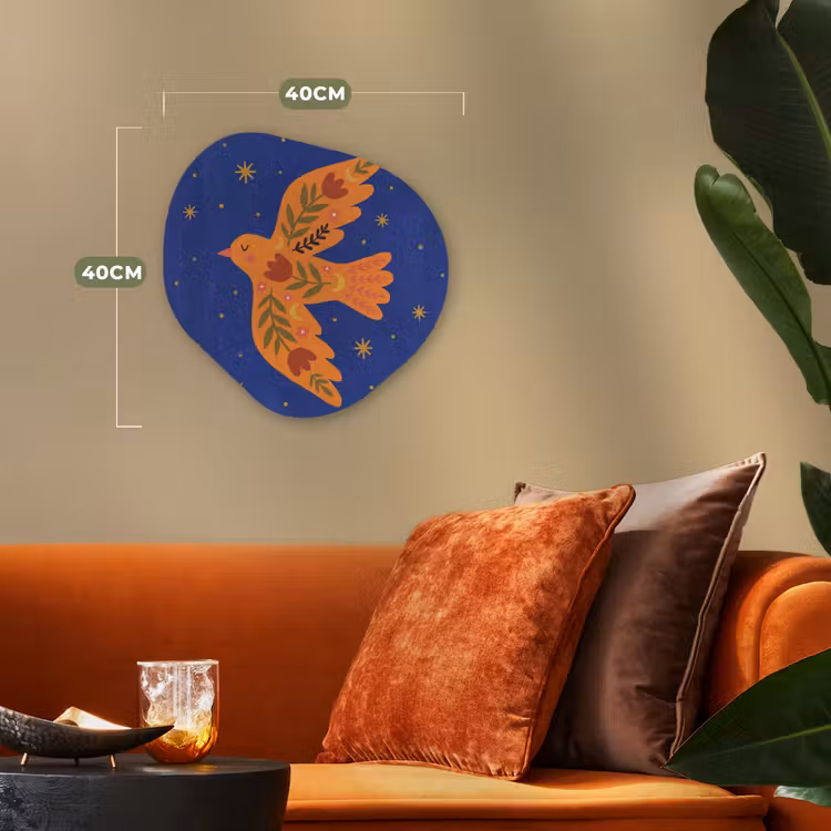 Forexbild Organische Form - Vogel – Blumen – Dekorativ – Orange – Blau — 4