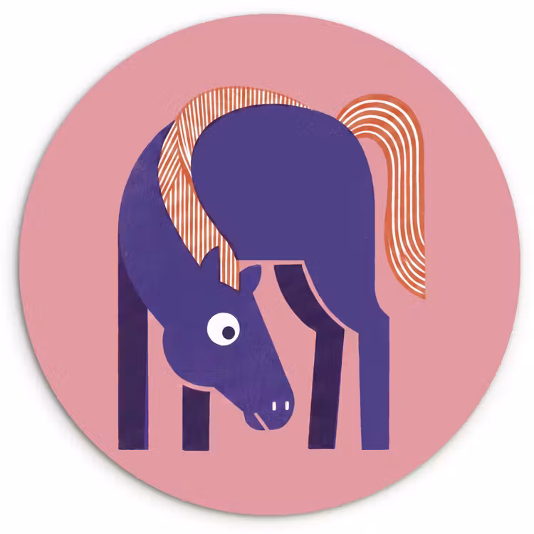 Forexbild Rund - Pferd – Abstrakt – Tiere – Modern – Blau — 1