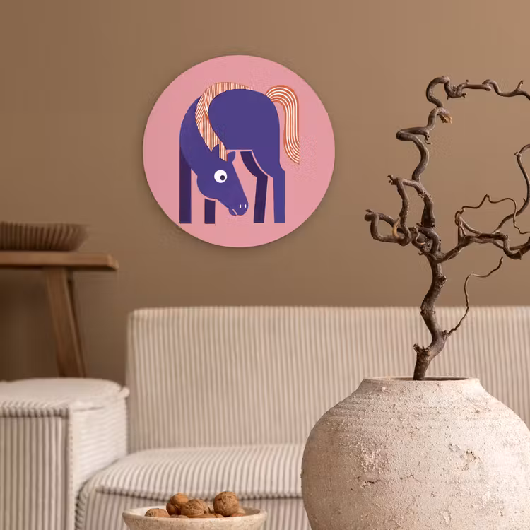 Forexbild Rund - Pferd – Abstrakt – Tiere – Modern – Blau — 2