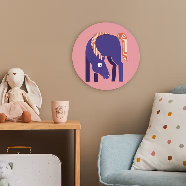 Forexbild Rund - Pferd – Abstrakt – Tiere – Modern – Blau — 5