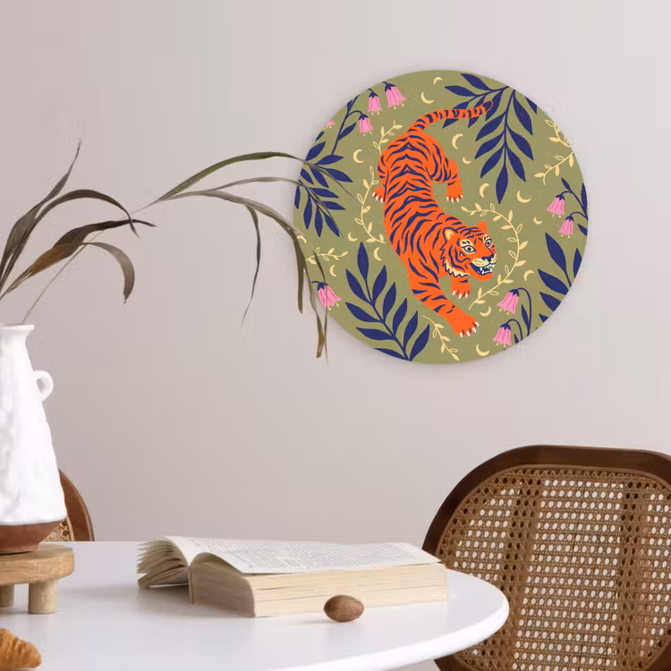 Forexbild Rund - Tiger – Blätter – Tiere – Illustration – Orange — 4
