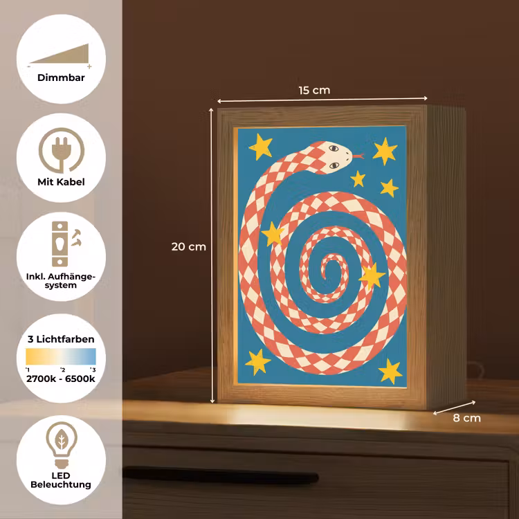 Personalisierte Lightbox - Schlange – Spirale – Tiere – Illustration – Rot — 6