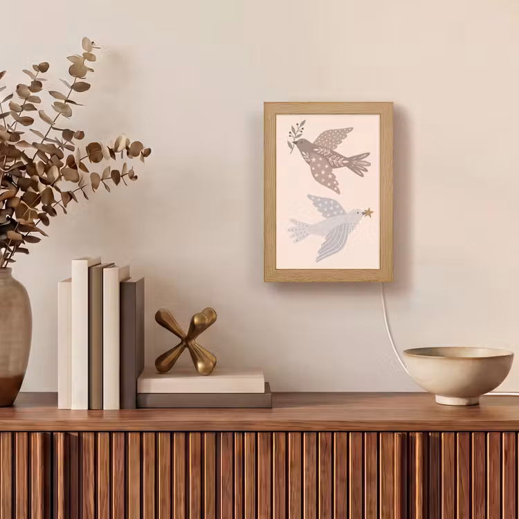 Personalisierte Lightbox - Vogel – Beeren – Natur – Modern – Beige — 4