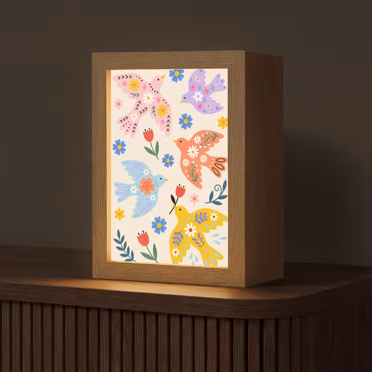 Personalisierte Lightbox - Vögel – Blumen – Folk – Bunt – Tiere — 1