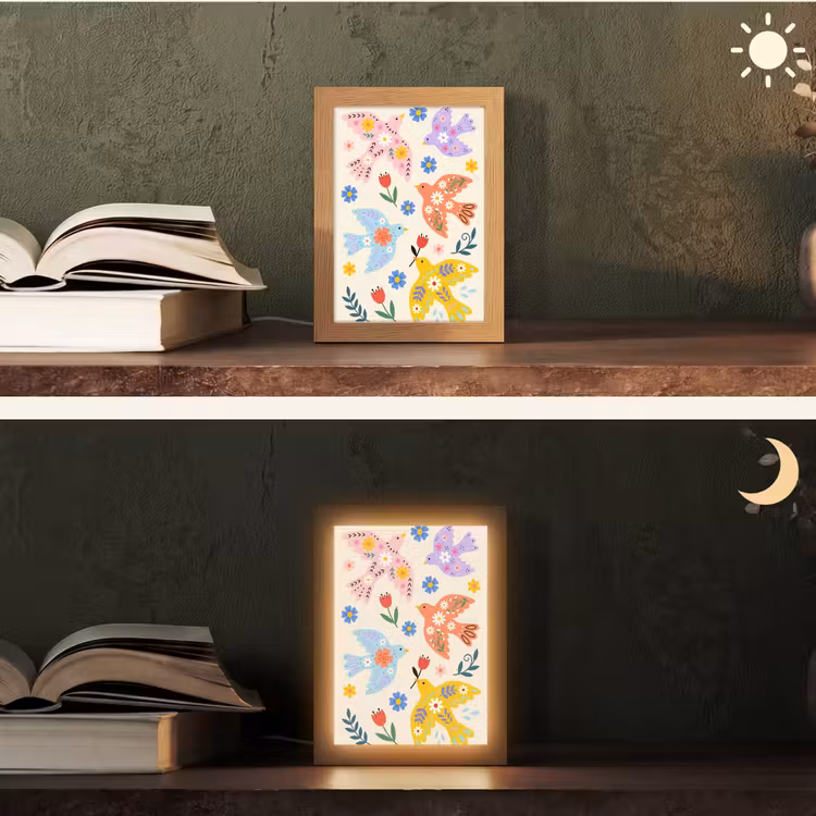 Personalisierte Lightbox - Vögel – Blumen – Folk – Bunt – Tiere — 5