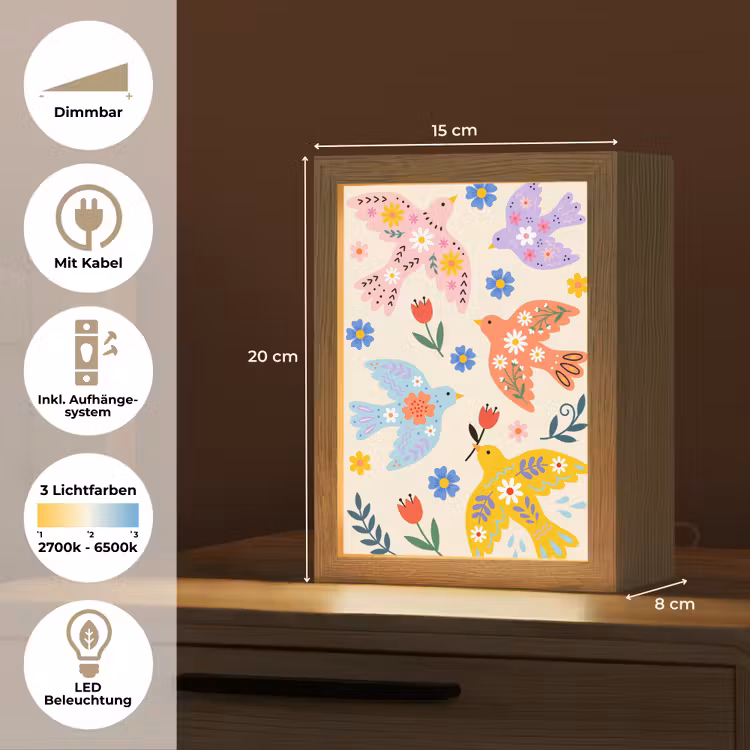 Personalisierte Lightbox - Vögel – Blumen – Folk – Bunt – Tiere — 6