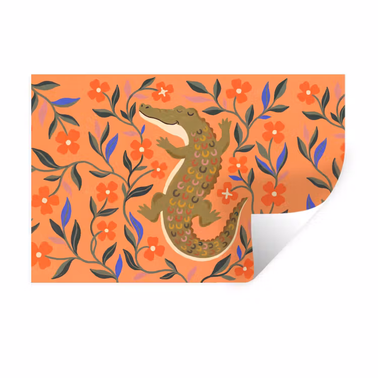 Wandtattoo – Tiere – Blumen – Orange – Illustration – Natur — 1