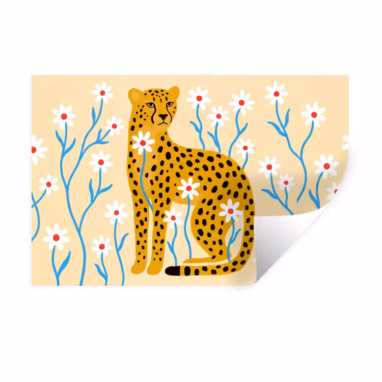 Wandtattoo – Tiere – Gepard – Blumen – Modern – Gelb — 1