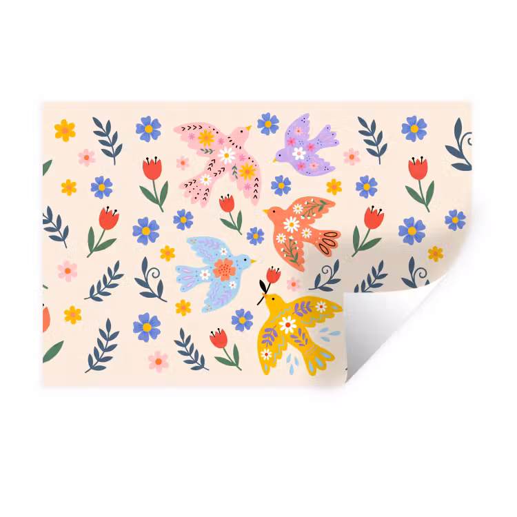Wandtattoo – Vögel – Blumen – Folk – Bunt – Tiere — 1