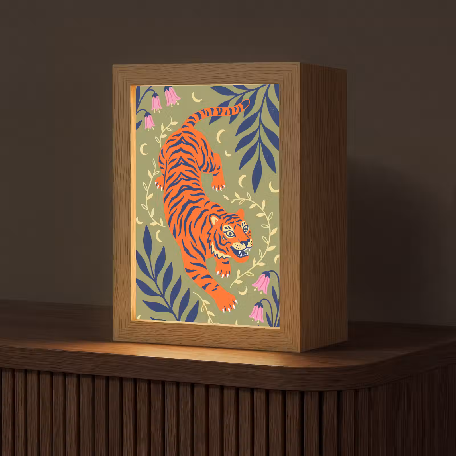 Personalisierte Lightbox - Tiger – Blätter – Tiere – Illustration – Orange — 1