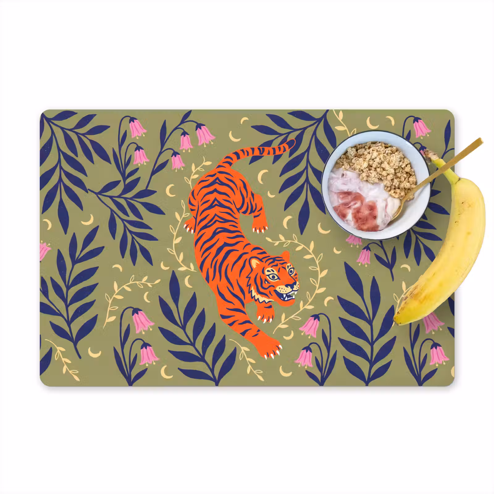 Tischset - 6 Stück - Tiger – Blätter – Tiere – Illustration – Orange — 1