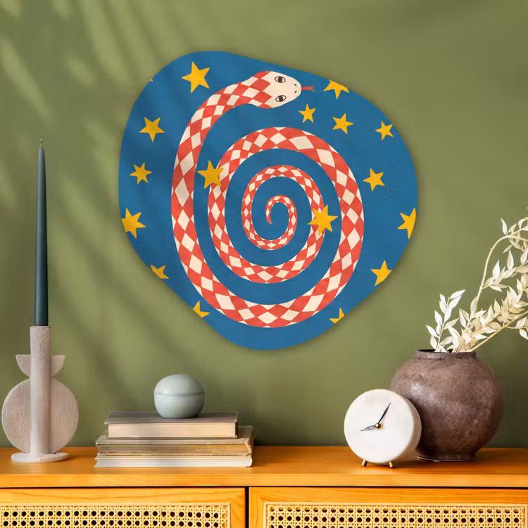 Alu-Dibond-Bild Organische Form - Schlange – Spirale – Tiere – Illustration – Rot — 2