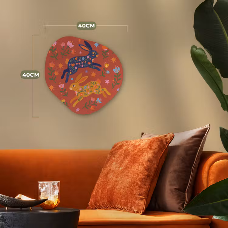 Forexbild Organische Form - Kaninchen – Blumen – Volkskunst – Farbenfroh – Tiere — 4