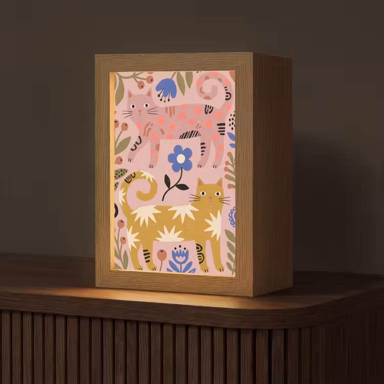 Personalisierte Lightbox - Katze – Blumen – Tiere – Modern – Rosa — 1