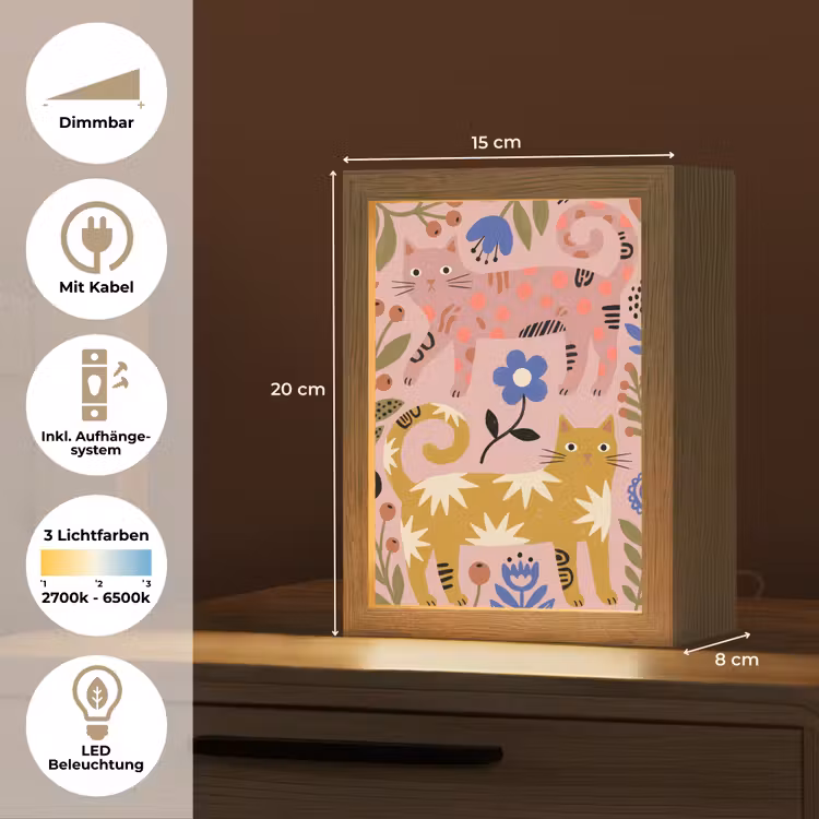 Personalisierte Lightbox - Katze – Blumen – Tiere – Modern – Rosa — 6
