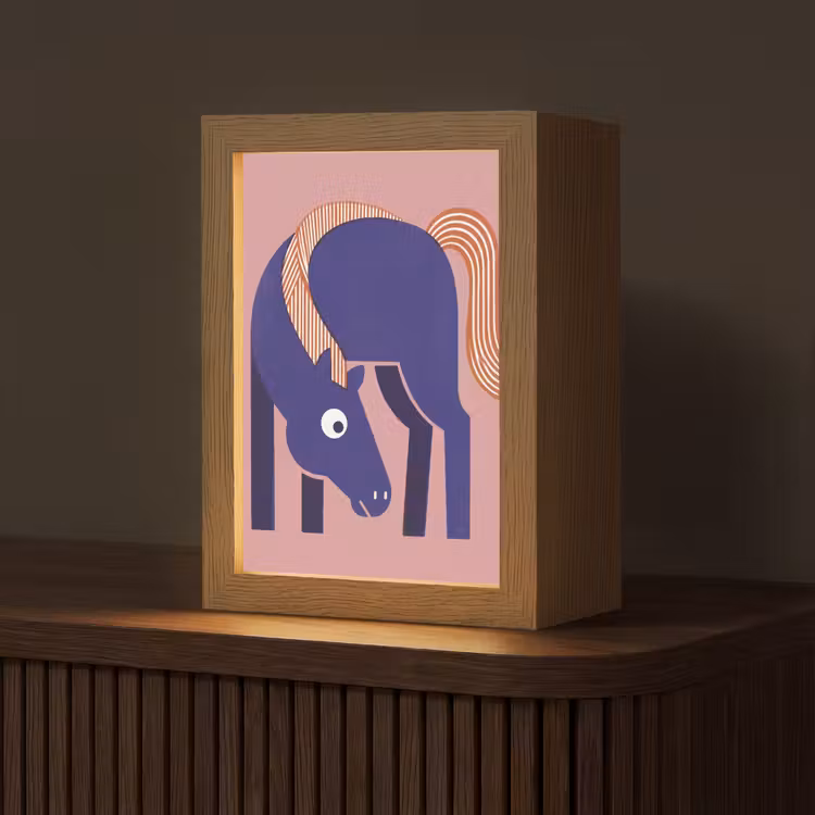 Personalisierte Lightbox - Pferd – Abstrakt – Tiere – Modern – Blau — 1