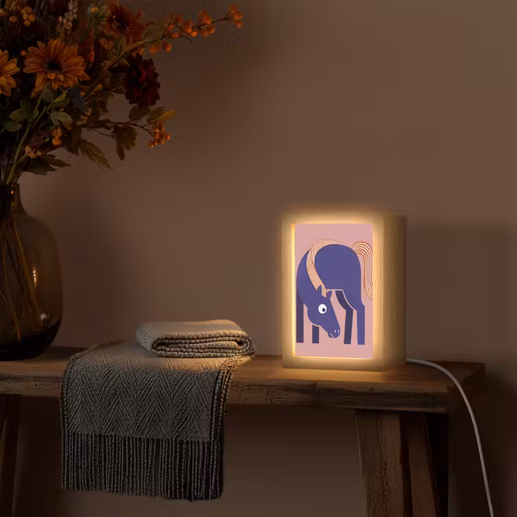 Personalisierte Lightbox - Pferd – Abstrakt – Tiere – Modern – Blau — 3