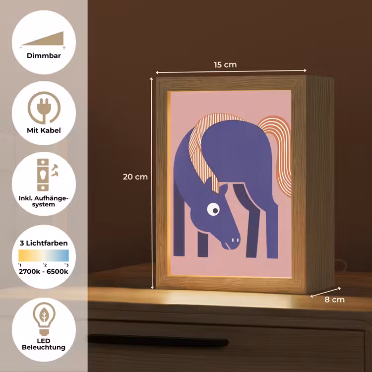 Personalisierte Lightbox - Pferd – Abstrakt – Tiere – Modern – Blau — 6