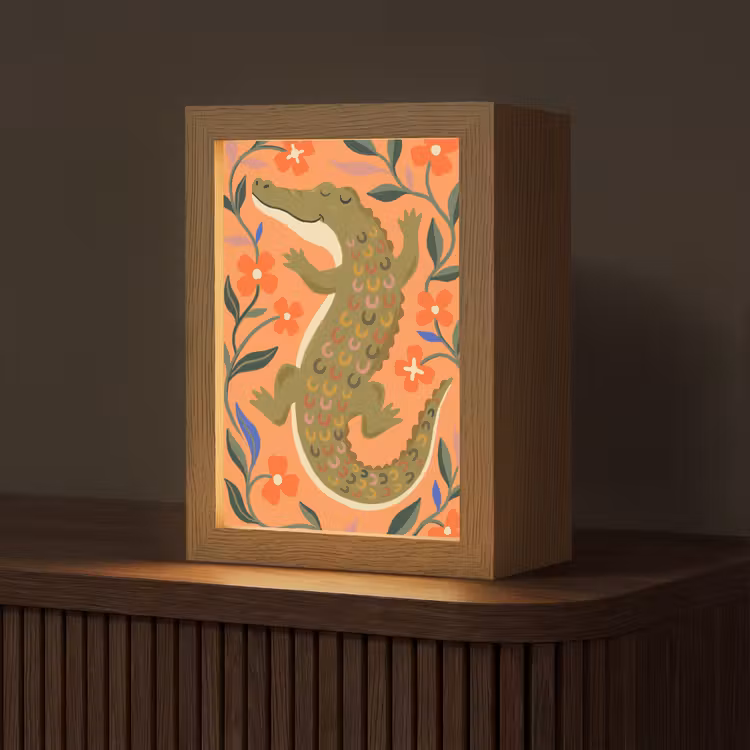 Personalisierte Lightbox - Tiere – Blumen – Orange – Illustration – Natur — 1